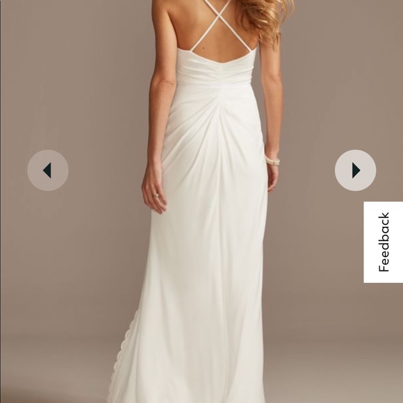 Ruched spaghetti strap jersey dress with lace slit! BNWT - Picture 2 of 4